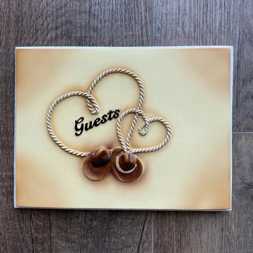 Studio His & Hers Western Wedding Guest Book Cowboy Hats Rope Hearts Western